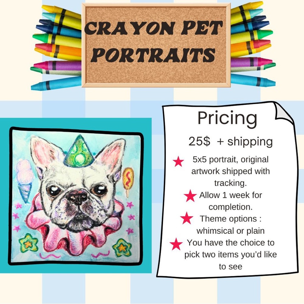 Custom Crayon Pet Portraits